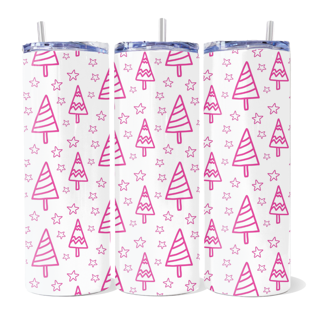 Termo Skinny Árbol Navidad Rosa